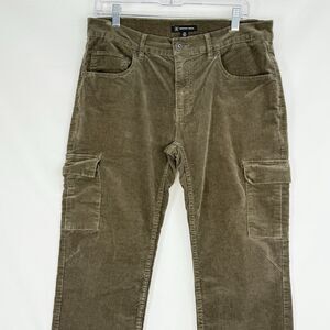 INC International Concepts Women Corduroy Cargo Pants 32W Green Trousers